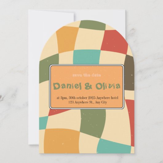 Kleurrijke minimalistische bruiloft kaart (Voorkant)