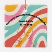 Kleurrijke minimalistische bruiloft keramisch ornament (Achterkant)