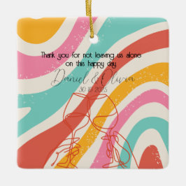 Kleurrijke minimalistische bruiloft keramisch ornament