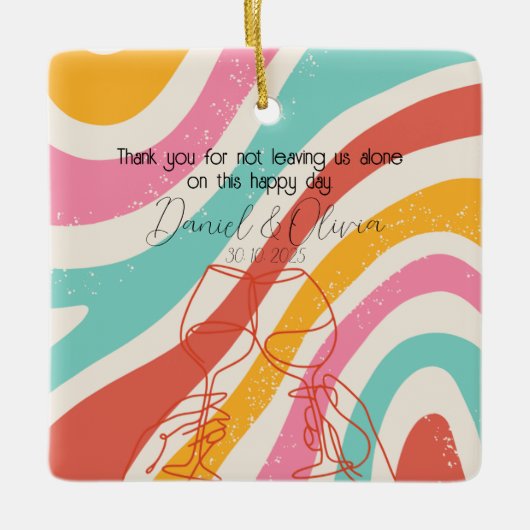 Kleurrijke minimalistische bruiloft keramisch ornament (Voorkant)