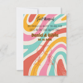 Kleurrijke minimalistische bruiloft RSVP kaartje