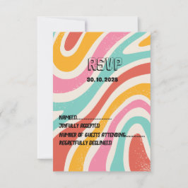 Kleurrijke minimalistische bruiloft RSVP kaartje
