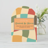 Kleurrijke minimalistische bruiloft uitnodiging (Staand voorkant)