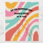 Kleurrijke minimalistische bruiloft wijn etiket (Enkel label)