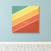 Kleurrijke minimalistische diagonale strepen naam canvas afdruk (Insitu (Houten vloer))