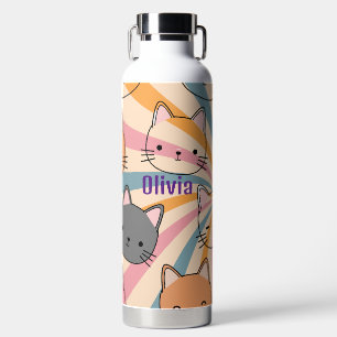 Kleurrijke Minimalistische Moderne Retro Kat Geper Waterfles