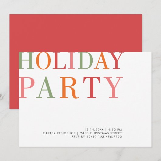 Kleurrijke minimalistische moderne typografie voor kaart (Voorkant / Achterkant)