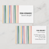 Kleurrijke minimalistische mosterdstrips visitekaartje (Voorkant / Achterkant)