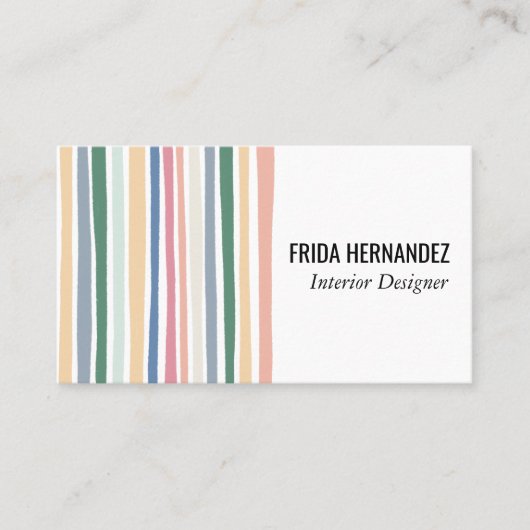 Kleurrijke minimalistische mosterdstrips visitekaartje (Voorkant)