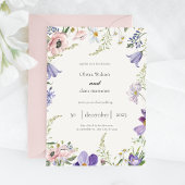 Kleurrijke minimalistische Wildflower foto bruilof Kaart