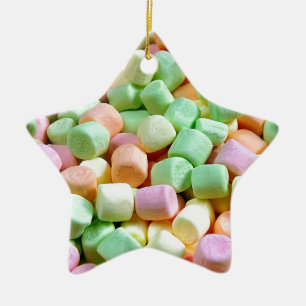 Kleurrijke minimarshmallow-afdrukken keramisch ornament