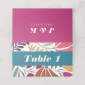 Kleurrijke Mismatch Floral Retro Trouwtafel Plaatskaartje (Buitenkant ongevouwen)