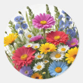Kleurrijke mix van bloemen ronde sticker (Voorkant)