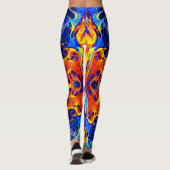 kleurrijke mix van neonverven die op zwart draaien leggings (Achterkant)