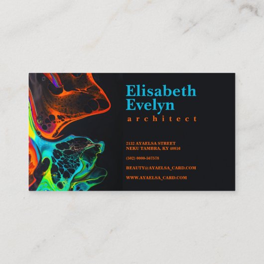 kleurrijke mix van neonverven die op zwarte 6ly7 d visitekaartje (Achterkant)