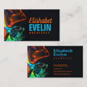 kleurrijke mix van neonverven die op zwarte 6ly7 d visitekaartje (Voorkant / Achterkant)