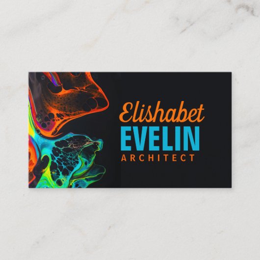 kleurrijke mix van neonverven die op zwarte 6ly7 d visitekaartje (Voorkant)