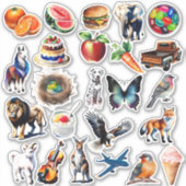 Kleurrijke mix van Waterverf Pre Cut Vinyl Sticker (Voorkant)