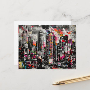 Kleurrijke Mixed media Architectuur Collage Briefkaart
