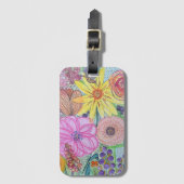 Kleurrijke Mixed Media Bloemen Bagagelabel (Voorkant (verticaal))