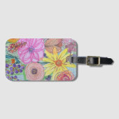 Kleurrijke Mixed Media Bloemen Bagagelabel (Voorkant (horizontaal))