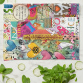 Kleurrijke Mixed Media Inspirerend Keukenhanddoek (Gevouwen)