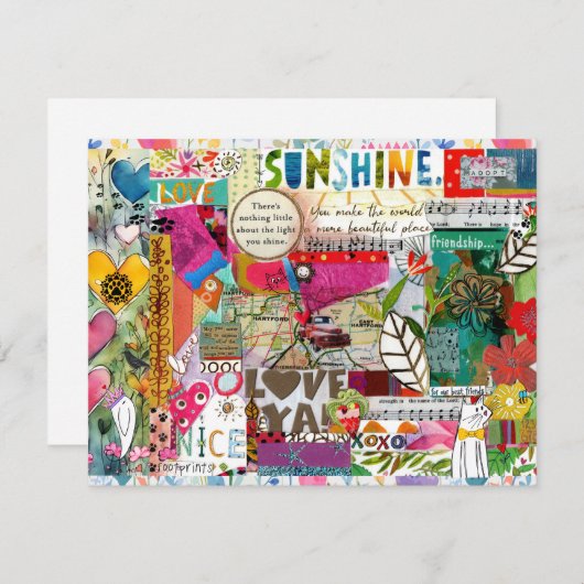 Kleurrijke Mixed Media Inspirerend Wenskaart Kaart (Voorkant / Achterkant)