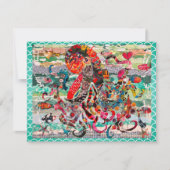 Kleurrijke Mixed Media Octopus Wenskaart Kaart (Voorkant)