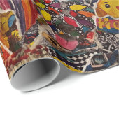 Kleurrijke Mixed Media Pop Art Collage Cadeaupapier (Rol Hoek)