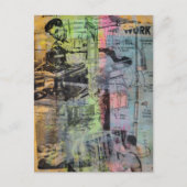 Kleurrijke Mixed Media Retro Houtbewerking Mannen Briefkaart (Voorkant)