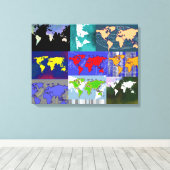 kleurrijke mixedworld . world art map canvas afdruk (Insitu (Houten vloer))