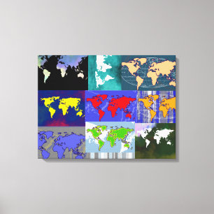 kleurrijke mixedworld . world art map canvas afdruk