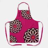 Kleurrijke mod bloemen fuschia roze gepersonalisee schort (Voorkant)