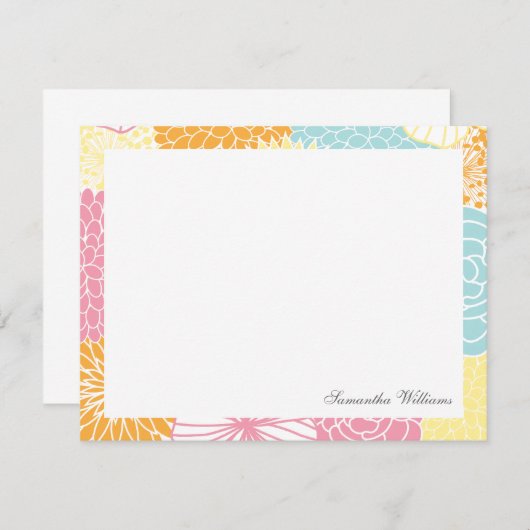 Kleurrijke mod bloemige aangepaste platte bedankka kaart (Voorkant / Achterkant)