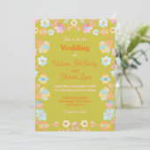 Kleurrijke mod borduurwerk bruiloft kaart (Staand voorkant)