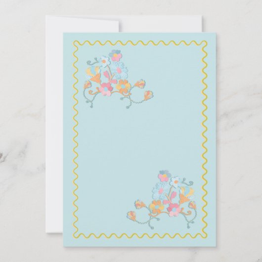 Kleurrijke mod borduurwerk bruiloft kaart (Achterkant)