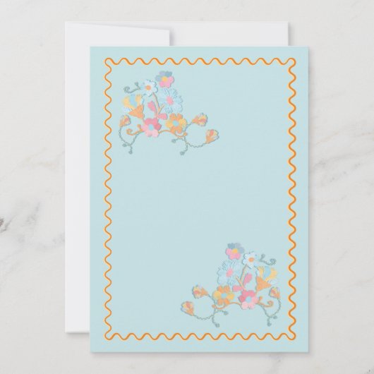 Kleurrijke mod borduurwerk bruiloft kaart (Achterkant)