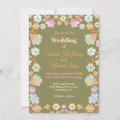 Kleurrijke mod borduurwerk bruiloft kaart (Voorkant)