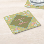 Kleurrijke mod borduurwerk kartonnen onderzetters (Schuin)