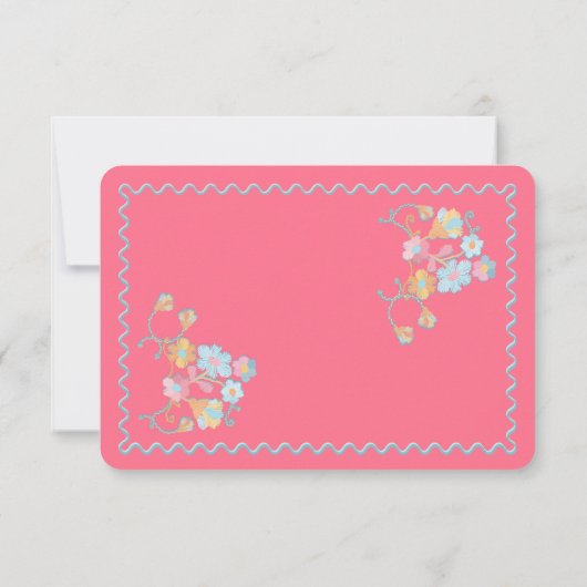 Kleurrijke Mod Borduurwerk RSVP-responskaarten Kaart (Achterkant)