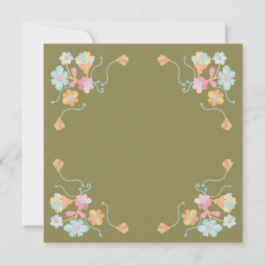 Kleurrijke Mod Borduurwerk Save the Date Kaart (Achterkant)