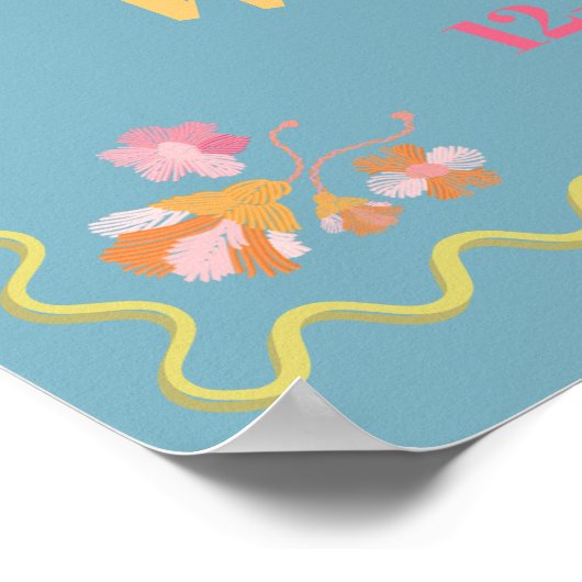 Kleurrijke mod borduurwerk welkom bruiloft teken poster (Hoek)