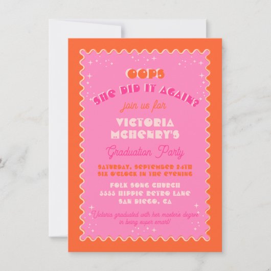 Kleurrijke Mod Bright Bold Retro Afstuderen Kaart (Voorkant)