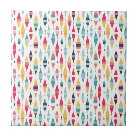 Kleurrijke  Mod geïnspireerde keramische Tegel Tegeltje (Voorkant)