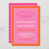 Kleurrijke Mod Heldere Vette Retro Bruiloft Kaart (Voorkant / Achterkant)