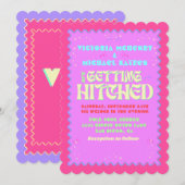 Kleurrijke Mod Heldere Vette Retro Bruiloft Kaart (Voorkant / Achterkant)