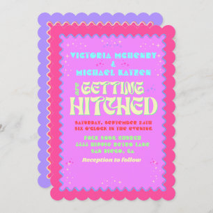 Kleurrijke Mod Heldere Vette Retro Bruiloft Kaart