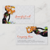 Kleurrijke Mode bloemenmeisje silhouet Visitekaartje (Voorkant / Achterkant)