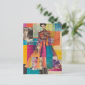 Kleurrijke mode dame junk journal collage briefkaart (Staand voorkant)