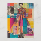 Kleurrijke mode dame junk journal collage briefkaart (Voorkant)